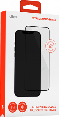 Защитное стекло uBear Ext. Nano Antibact для iPhone 13/13 Pro, черная рамка